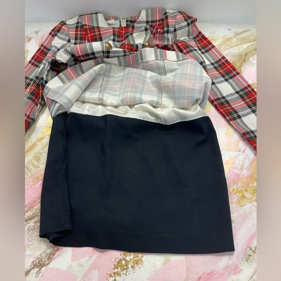 Santa Fe by Jim Tremblay Vintage plaid button red Sheath mini dress 10 - Picture 4 of 8